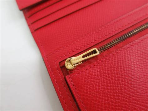 hermes red leather wallet